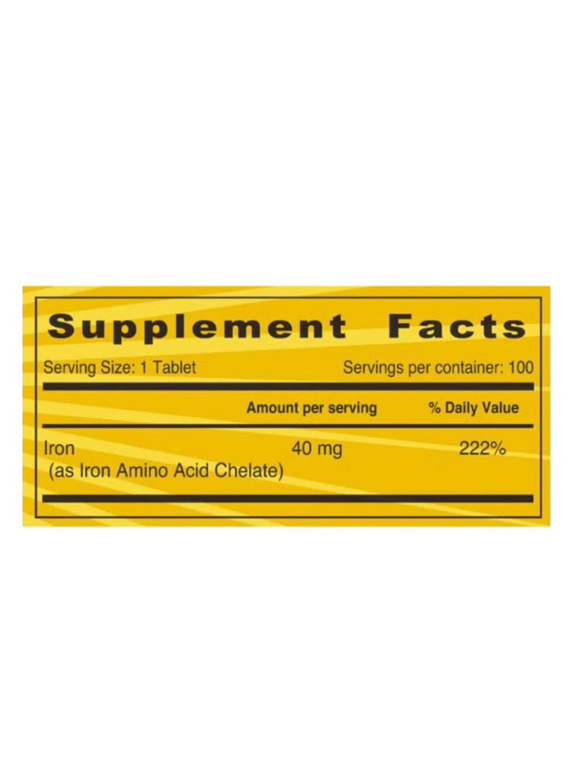 شروق الشمس SUNSHINE NUTRITION HIGH POTENCY IRON 40 MG 100 TABLETS - Image 2